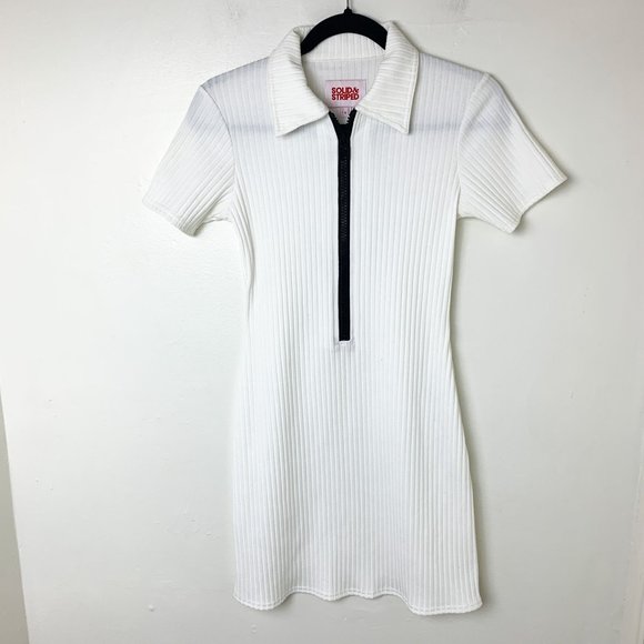 SOLID & STRIPED Polo Zip Dress White Small - Picture 2 of 7